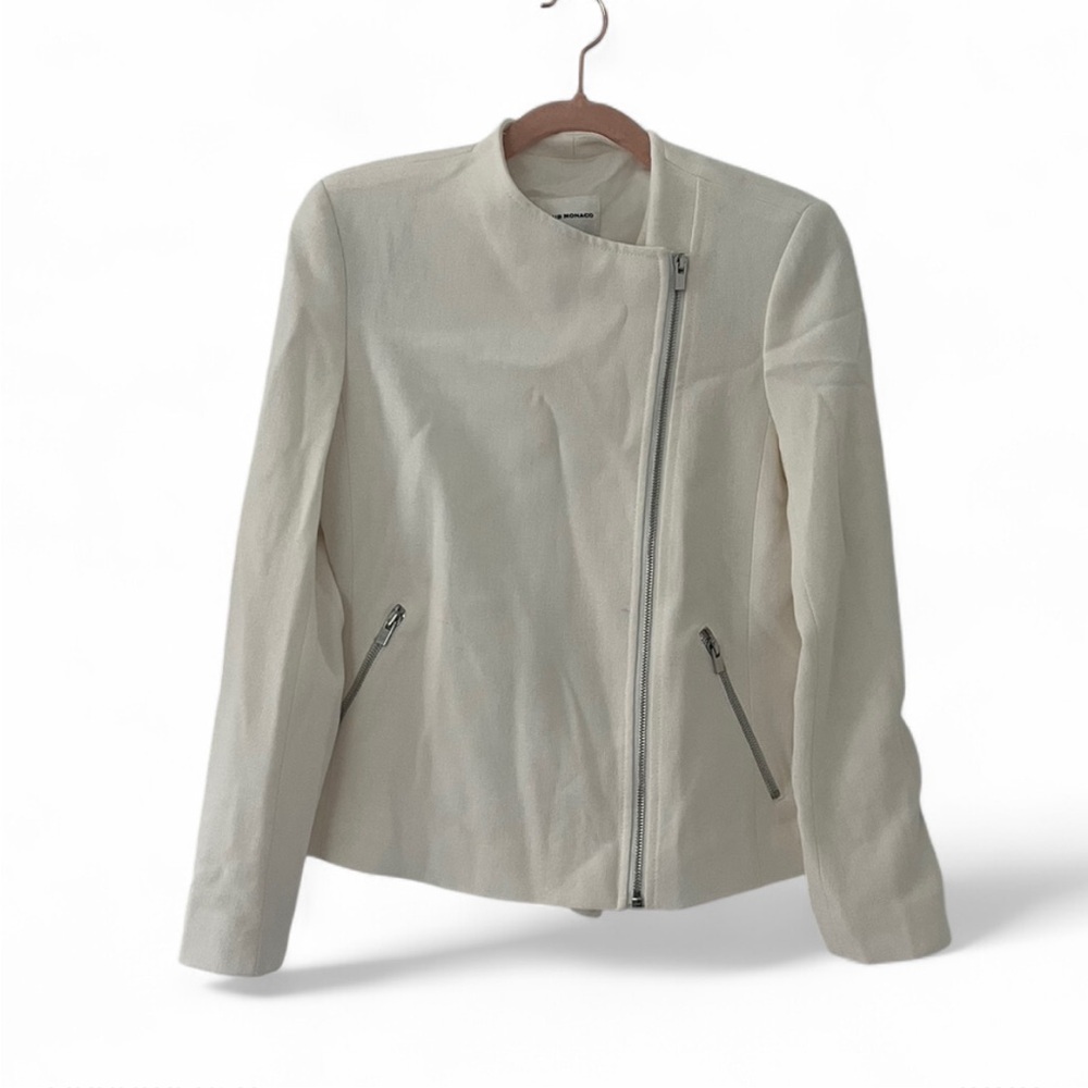Club Monaco Cream Suit Jacket with Silver Zippers